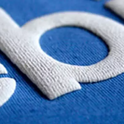 A sample of puff screen printing with the letter b.